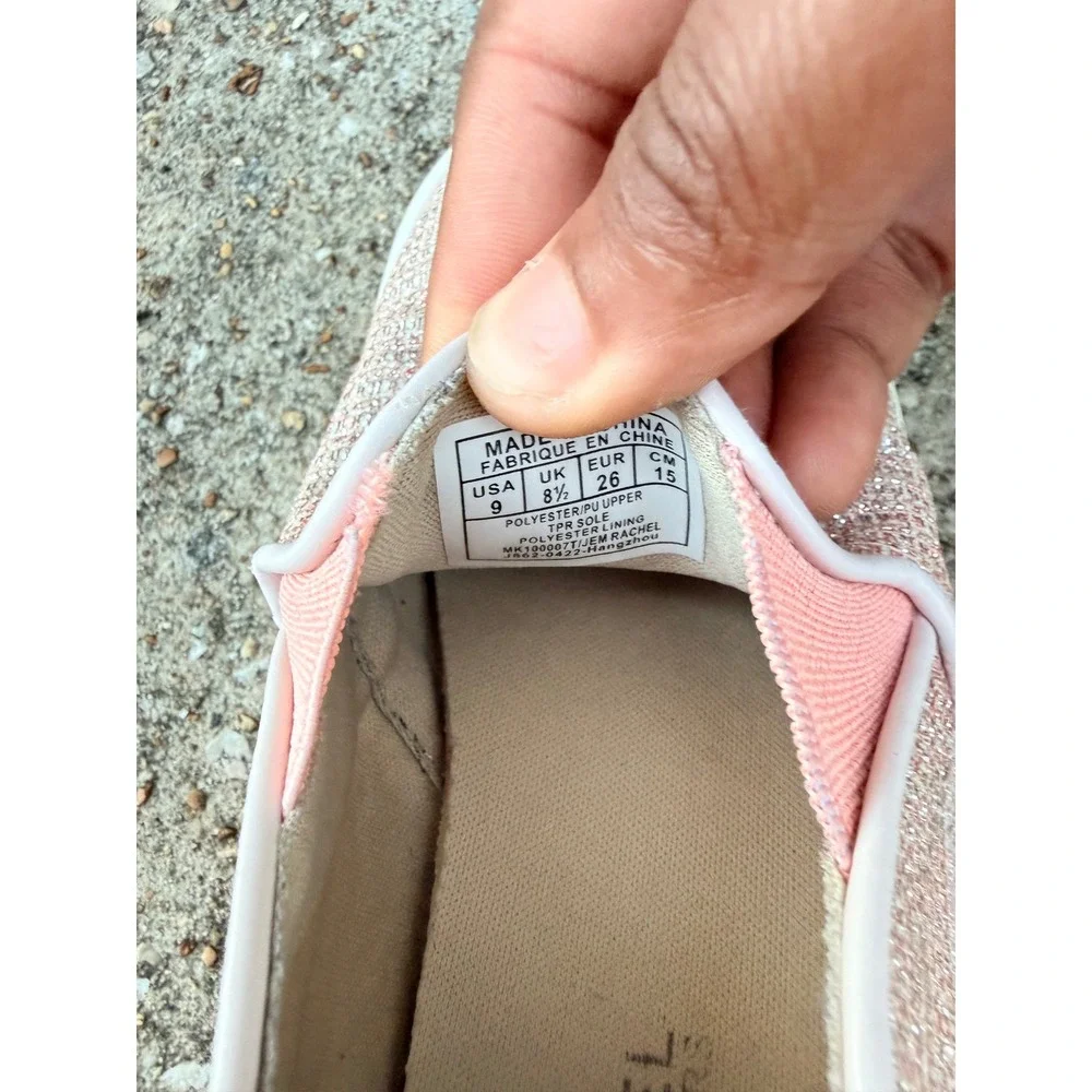 Michael Kors Kids Jem Rachel Rose Gold Glitter Slip On‎ Sneakers Size 9 Toddler